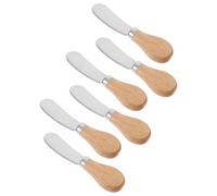 LOLIPPYY 6 piezas Untadores de Queso con Mango de Madera Cortador y Rebanador de Inoxidable Herramientas Ergonómicas para Quesos y para Rebanar y Untar Reuniones y Cenas