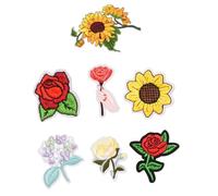 LOLIPPYY 7 piezas Parche Bordado de Flores Termoadhesivo Accesorios para Coser y Decorar Ropa Jeans y Bolsos Diseño y Ecológico para Personalizar Prendas
