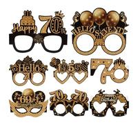 LOLIPPYY 8 Gafas de Papel para 70 Cumpleaños Accesorio Divertido para Fiesta de Aniversario Anteojos Decorativos Marco de Estrella y Corazón Pack de 8 Piezas para Fotos y Celebraciones