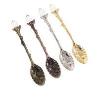 LOLIPPYY 8 piezas Cucharas Pequeñas para Café y Postres de Aleación de Diseño Vintage con Mango Ergonómico Aptas para Yogur y Helados