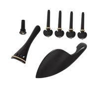 LOLIPPYY Accesorios Violín de Madera Ébano Kit Profesional con Cordal Clavijas Mentonera y Pasador para Violinistas Principiantes y Expertos