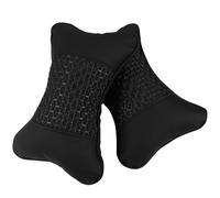 LOLIPPYY Almohada de Apoyo para Cuello y Cabeza, Par de Cojines Lumbar de Cuero Resistente Negro, Cremallera y Cinturón Elástico, para Viaje y Uso Diario de Vehículo