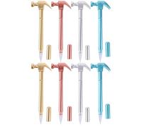 LOLIPPYY Bolígrafos de Gel Forma de Martillo, Set de 8 Piezas (rojo, Plata, Oro, Azul X2), Bolígrafos de Tinta de Gel para Escribir Escolares y Oficina, Material Plástico Ligero