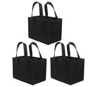 LOLIPPYY Bolsa para Vino de Fieltro Negro 3 Unidades con Divisores para 6 Botellas 24X16X16 CM Portabotellas Reutilizable para Picnics Fiestas y Transporte Seguro de Bebidas