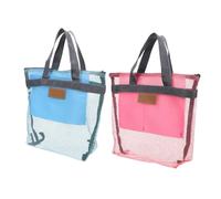 LOLIPPYY Bolsas De Malla para Ducha y Aseo 2 Piezas Gran Capacidad Suspensión Ventilada Portátil para Baño y Playa Colores Rosa y Azul