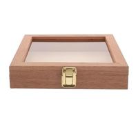 LOLIPPYY Caja de Almacenamiento de Madera Cuadrada y Acabado Natural Diseño Transparente para Joyas y Flores Secas para Decoración del Hogar
