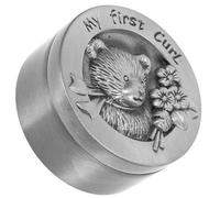 LOLIPPYY Caja Metálica para Dientes de Leche y Pelo Fetal Diseño Oso Antiguo Resistente y Decorativa Recuerdo para Bebés Recién Nacidos Almacenamiento Práctico para Coleccionar Primeros