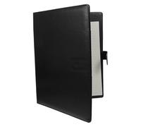 LOLIPPYY Carpeta Portapapeles Profesional A4 de Cuero Sintético Negro con Portadocumentos y Cuaderno de Notas, Organizador Multifuncional para Oficina, Estudio y Trabajo Diario