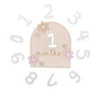 LOLIPPYY Carteles Mensuales para Marcadores de Madera con Diseño de Flor Cartas Anuncio para Recién Nacidos Doble Cara para Fotos y Registro de Crecimiento