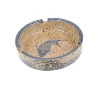 LOLIPPYY Cenicero Japonés de Cerámica Artística Compacto, Resistente al Desgaste, Color Esmaltado bajo Vidriado, para Escritorio y Decoración del Hogar, Diseño Motivo de Pez