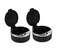 LOLIPPYY Cenicero para Coche Negro con Tapa Antiolor y Diseño Compacto de Plástico, Accesorio Portátil Adecuado para Viajes, Paquete de 2 Unidades