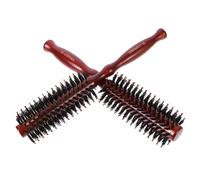 LOLIPPYY Cepillo de Pelo de Cerdas de Jabalí 2 Piezas Tamaños S y L Cepillos Redondos para Mujer Mango de Madera para Cabello Rizado y Liso Uso Diario