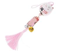 LOLIPPYY Colgante de Gato Suerte Japonés Cerámico con Campana y Borla Decoración para Coche y Jardín Amuleto Tradicional Feng Shui para Buena Fortuna y Protección Color Rosa