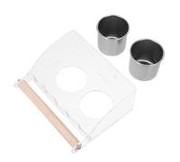 LOLIPPYY Comedero Acrílico para Loros de Doble Taza, Dispensador de Comida Antidesperdicio y Antivuelco, Gran Capacidad, Transparente, Adecuado para Jaulas de Interior y Alimentación