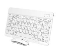 LOLIPPYY Conjunto Inalámbrico De Teclado y Ratón Recargables, Teclado Portátil Retroiluminado De 10 Pulgadas con Pegatinas En Español, Compatible con Tabletas y Teléfonos, Color Blanco