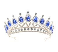 LOLIPPYY Corona de Agua Elegante para Novia Diadema Alta Gama con Cristal Transparente Tocado Distintivo Azul para Princesa Accesorio Resistente para Fiestas y Bodas