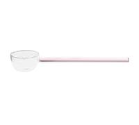 LOLIPPYY Cuchara de Vidrio Transparente para Sopa y Café, Resistente al Calor, Mango Largo, Color Rosa, Cucharita para Postre y Comida, Utensilio de Cocina Versátil, 1 Pieza