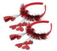LOLIPPYY Diadema de Corazón Roja Lentejuelas para San Valentín 2 Piezas Accesorios Cabello para Fiesta y Decoraciones Infantiles Diadema de Aros para Fotos y Eventos Festivos