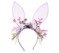 LOLIPPYY Diadema Orejas De Conejo De Tela Aterciopelada, Ajustable, Ligera y Cómoda, Para Mujer Adulta Fiestas, Cosplay y Pascua, Diadema De Hada Flores, Diseño Realista