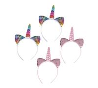 LOLIPPYY Diadema Orejas de Gato y Escamas de Sirena Bicolor de Lentejuelas, 4 Piezas de Tocados Unicornio para Fiestas Infantiles y Cumpleaños, Accesorio Ligero y Cómodo Cabello