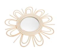 LOLIPPYY Espejo Decorativo Tejido de Ratán Natural Espejo Colgante de Pared para Maquillaje Adorno Rústico Artesanal para Dormitorio y Sala Diseño Ligero y Resistente Tamaño Mediano