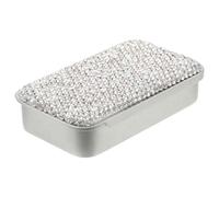 LOLIPPYY Estuche Portátil para Hilo Dental con Gemas de Imitación, Caja Metálica Deslizante Compacta para Palillos Bucales, Accesorio Práctico para Viaje, Oficina y Uso Diario