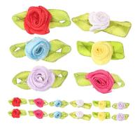 LOLIPPYY Flores de Cinta Rosas Pequeñas para Manualidades 200 Piezas Mixtas, Decorativas y Artesanales, Color Surtido, para Costura y Proyectos DIY, Ideales para Bricolaje Color Aleatorio
