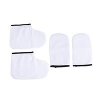LOLIPPYY Guantes y Botines de Parafina para Spa Tamaño Único Calentadores Térmicos para Cuidado de Manos y Pies Mujeres en Casa Poliéster y Franela Color Claro