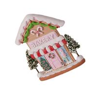 LOLIPPYY Handmade Polymer Clay Christmas Cottage Figurine Handpainted Winter House Ornament with Tree Vintage Desktop Holiday Decoration