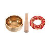 LOLIPPYY Juego de Cuenco Tibetano de Meditación de Metal, Hecho a Mano, Sonido Relajante, Incluye Bastón de Madera y Cojín para Yoga y Relajación