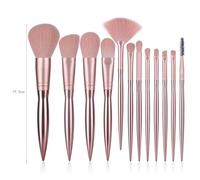 LOLIPPYY Kit de Brochas de Maquillaje Profesional 12 Piezas Cerdas Densas y Finas Mango de Plástico con Acabado Galvanoplastia Oro Rosa Pinceles para Polvos y Sombras Uso Diario y