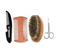 LOLIPPYY Kit De Cuidado Para Cepillo Para Bigote y Peine De Madera, Set Portátil Tijeras y Cepillo Pequeño, Diseño Compacto Para Hombres Que Buscan Arreglo Profesional y Fácil Manejo Diario