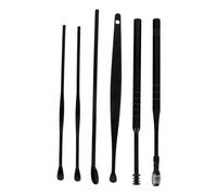 LOLIPPYY Kit De Limpieza De Cerumen Para Oídos 6 Piezas Acero Inoxidable Negro Práctico y Duradero Para Cuidado Auditivo Masaje y Eliminación Segura Casa y Viaje Adultos
