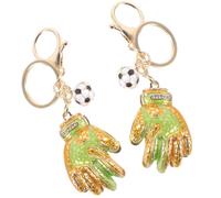 LOLIPPYY Llavero Forma de Guantes de Portero de Fútbol, 2 Piezas Doradas, Colgante Decorativo para Mochila, Bolso y Llaves de Coche, Accesorio Versátil para Uso Diario y Obsequio