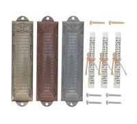 LOLIPPYY Mezuzá Judía para Puerta con Pergamino Kosher 3 Piezas Caja Metálica en Colores Antiguo Oro, Plata y Cobre Rojo, Decoración Religiosa para Inauguración y Bendición del