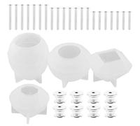 LOLIPPYY Molde de Silicona para Pomos de Cajón DIY 4 Moldes Facetados Multifacéticos Base para Tiradores 8 Piezas Tornillos 25/30/35 Mm (10 Unidades Cada) Reutilizable para Manualidades