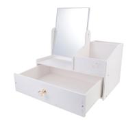 LOLIPPYY Organizador de Cosméticos con Espejo 1 Cajón Tamaño Mediano Multifuncional para Tocador Uso Personal Caja de Pvc sin Olor para Joyas y Cuidado Personal