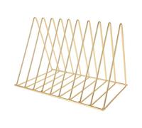 LOLIPPYY Organizador de Escritorio Metálico para Oficina Tamaño Mediano, Estantería Triangular Dorada, Revistero Multifuncional Resistente para Almacenamiento de Libros y Documentos