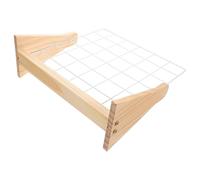 LOLIPPYY Organizador de Joyas Pequeño con Base de Madera Maciza y Panel de Rejilla Metálica, Expositor de Fotos y Recuerdos para Hogar, Oficina y Ferias Artesanales, Soporte Multifuncional