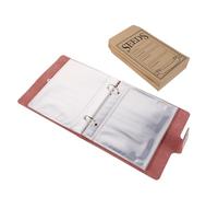 LOLIPPYY Organizador de Semillas para Jardín 5 Pulgadas, Álbum de Almacenamiento con 2 Anillos, Cuero Sintético Pu Rosa, 50 Sobres Autosellantes para Gestión y Conservación de Paquetes