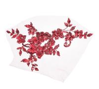 LOLIPPYY Parche Termoadhesivo Bordado de Flores de Encaje Burdeos con Lentejuelas Apliques Floridos para Ropa Parches para Vaqueros y Manualidades Decoración Fácil para Vestidos y