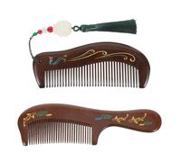LOLIPPYY Peine de Masaje de Madera Maciza Antistático para Mujer y Hombre Set 2 Piezas Colores Phoenix y Lago Lunar Diseño Vintage Tallado Peine Pequeño Portátil para Cuero Cabelludo y