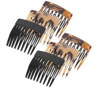 LOLIPPYY Peines Laterales Franceses 6 Unidades Mini Peines Portátiles Antiestáticos de Acetato Diseño en Colores Leopardo Claro Piel de Tigre y Negro para Todo Tipo de Cabello Ideales para