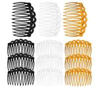 LOLIPPYY Peinetas Laterales para Mujer y Niña 12 Piezas, Peine Retro 7.5 Cm 11 Dientes de Plástico, Accesorios Cabello para Peinados Clásicos y Uso Diario