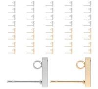 LOLIPPYY Pendientes de Botón de Acero Inoxidable T 20X10 MM 40 Unidades 20 Dorados Chapados 20 Acero Minimalistas Hipoalergénicos para Proyectos DIY y Piercings de Cartílago