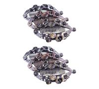 LOLIPPYY Pinzas Cabello Vintage Estilo Retro, Set de 6 Clips de Plátano Diseño de Flores Grandes, Acabado en Pintura Envejecida en Cobre, Oro y Plata, Accesorios Ligeros para Peinados y