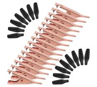 LOLIPPYY Pinzas de Cocodrilo de Cobre Puro Pequeñas Aisladas con Funda Negra, 20 Unidades, Clips Eléctricos para Pruebas de Cables y Proyectos Electrónicos, Accesorio para Laboratorio