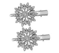 LOLIPPYY Pinzas Pelo Gemas De Imitación y Flor De Cristal, 2 Unidades, Tamaño Medio, Clip Metálico Tipo Cocodrilo, Para Mujer y Niña, Accesorios Para Bodas y Eventos Obsequios