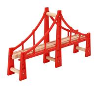 LOLIPPYY Puente Ferroviario de Juguete Rojo para Vía de Tren, Accesorio de Pista Educativa, Puente Colgante de Plástico Seguro y Reutilizable para Maquetas de Trenes