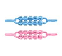 LOLIPPYY Rodillo de Masaje Manual 10 Ruedas para Músculos 2 Piezas Rosa Azul Herramienta Fascial para Piernas y Espalda Masajeador Compacto para Yoga y Fitness